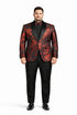 Mens Paisley Velvet Foil Smoking Jacket Tuxedo in Red