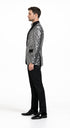 Mens Silver ~ Black 1 Button Peak Lapel Slim Fit Sequin Shiny