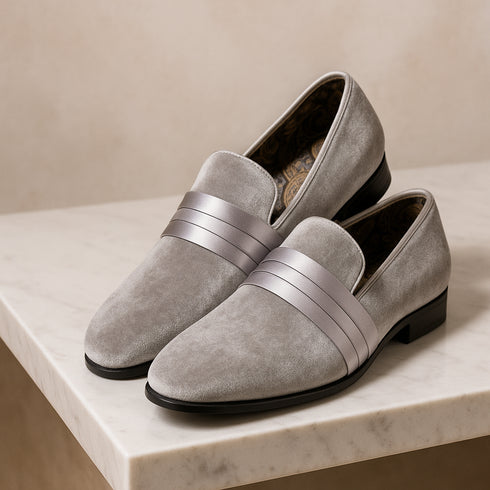 Uptown Hustle in Silver Sleek Velvet Loafers
