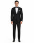 Mens Designer Kenneth Cole Slim Fit One Button Peak Tuxedo in Black - Mens Slim Fitted Tuxedo