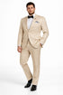 Men's Slim Fit Shiny Paisley Prom & Wedding Beige Suit