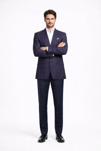 Mens Slim Fit Two Button Sport Coat Purple and Blue Blazer
