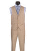 Marc Darcy Wedding Suits Men's Slim Fit Vested Glen Plaid Summer Business Suit in Beige
