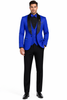 Men's Slim Fit Vested Paisley Royal Blue Tuxedo
