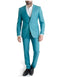 Mens Slim Fit Vested Suits - Slim Fit 3 Pieces Turquoise Suits - RET208-19
