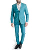 Mens Slim Fit Vested Suits - Slim Fit 3 Pieces Turquoise Suits - RET208-19