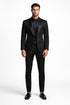 Men's Slim Fit Wedding & Prom Tonal Paisley Black Tuxedo Jacket