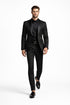 Men's Slim Fit Wedding & Prom Tonal Paisley Black Tuxedo Jacket