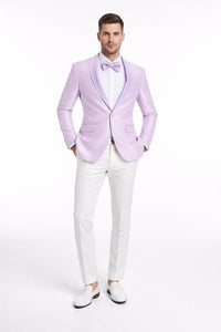 Mens Slim Fit Wedding & Prom Tonal Paisley Lavender Tuxedo Jacket