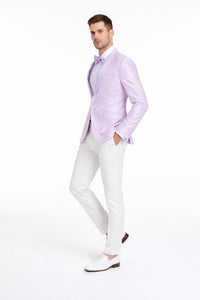 Mens Slim Fit Wedding & Prom Tonal Paisley Lavender Tuxedo Jacket