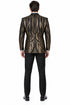 Mens Black Sport Coat - Mens Square Shawl Lapel Black & Gold Sequin Prom Tuxedo Jacket