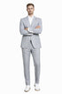 Men's Stacy Adams Vested Peak Lapel Baby Blue Plaid Prom & Wedding Suit