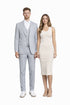 Men's Stacy Adams Vested Peak Lapel Baby Blue Plaid Prom & Wedding Suit