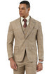 Marc Darcy Wedding Suits Men's Stacy Adams Vested Sharkskin Pattern Business Suit in Tan