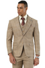 Marc Darcy Wedding Suits Men's Stacy Adams Vested Sharkskin Pattern Business Suit in Tan