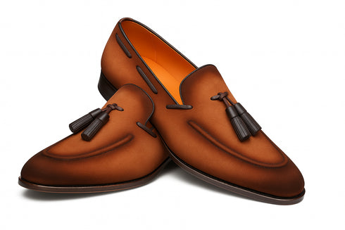 Men's Pavese Sport Hand-Burnished Suede Tassel Slip-On Shoes By Mezlan Made In Spain Brand