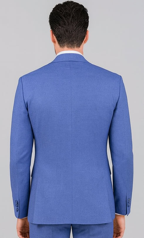 Men's Summer Sharkskin Suit With Double Breasted Vest French Blue