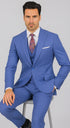 Men's Summer Sharkskin Suit With Double Breasted Vest French Blue