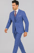 Men's Summer Sharkskin Suit With Double Breasted Vest French Blue