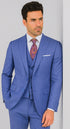 Men's Summer Sharkskin Suit With Double Breasted Vest French Blue
