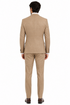 Men’s Tan Plaid 3-Piece Tailored Fit Suit with Vest