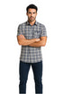Mens Textured Plaid Walking Suit in Navy/white by Dreams by Zacchi – 2 Piece Leisure Outfit-matching-shirt-and-pants-$99
