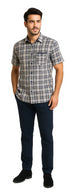 Mens Textured Plaid Walking Suit in Navy/white by Dreams by Zacchi – 2 Piece Leisure Outfit-matching-shirt-and-pants-$99