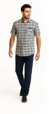 Mens Textured Plaid Walking Suit in Navy/white by Dreams by Zacchi – 2 Piece Leisure Outfit-matching-shirt-and-pants-$99