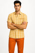 Mens Textured Plaid Walking Suit in Orange/Cream by Dreams by Zacchi – 2 Piece Leisure Outfit-matching-shirt-and-pants-$99