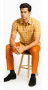 Mens Textured Plaid Walking Suit in Orange/Cream by Dreams by Zacchi – 2 Piece Leisure Outfit-matching-shirt-and-pants-$99