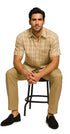 Mens Textured Plaid Walking Suit in Tan/cream by Dreams by Zacchi – 2 Piece Leisure Outfit with Matching Shirt and Pants - $99