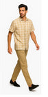 Mens Textured Plaid Walking Suit in Tan/cream by Dreams by Zacchi – 2 Piece Leisure Outfit with Matching Shirt and Pants - $99