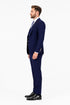 Men's Navy Statement Ticket Pocket Peak Lapel Wool Double Breasted Vest Suit with Silver Buttons – Modern Fit