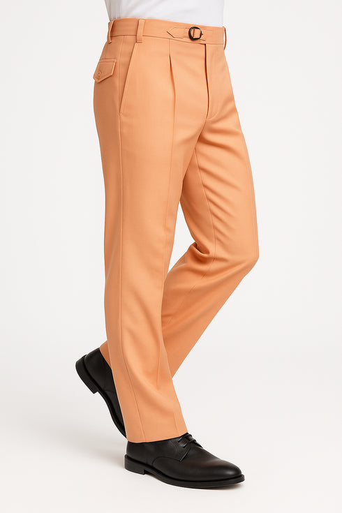 Tiglio Luxe Creamsicle Semi-Wide Leg Wool Marbella Dress Pants TL4013