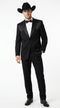 Mens Traditional Black Western Tuxedo Suit – 2 Piece Cowboy Formal Suit with Western Yoke Sport Coat & Matching Black Pants