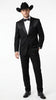 Mens Traditional Black Western Tuxedo Suit – 2 Piece Cowboy Formal Suit with Western Yoke Sport Coat & Matching Black Pants