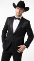 Mens Traditional Black Western Tuxedo Suit – 2 Piece Cowboy Formal Suit with Western Yoke Sport Coat & Matching Black Pants