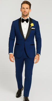 Men's tuxedo Black Shawl Lapel Royal Blue Dress Suits for Men