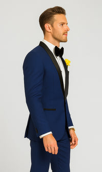 Men's tuxedo Black Shawl Lapel Royal Blue Dress Suits for Men