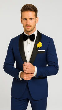 Men's tuxedo Black Shawl Lapel Royal Blue Dress Suits for Men