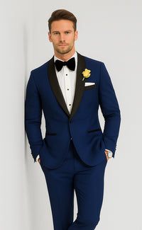 Men's tuxedo Black Shawl Lapel Royal Blue Dress Suits for Men