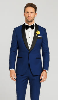 Men's tuxedo Black Shawl Lapel Royal Blue Dress Suits for Men