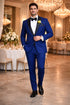 Men's tuxedo Black Shawl Lapel Royal Blue Dress Suits for Men