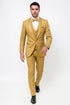 Mens Formal Champagne Tuxedo – Satin Shawl Collar Vested Suit for Prom and Weddings in Gold Color