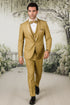Mens Formal Champagne Tuxedo – Satin Shawl Collar Vested Suit for Prom and Weddings in Gold Color