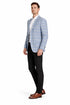 Men's Two Button Business Casual Double Blue Windowpane Sport coat