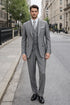 Mens Two Button Classic Fit Vested Light Grey Suit