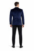Mens Two Button Peak Lapel Velvet Wedding & Navy Blue Prom Tuxedo Jacket