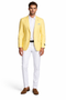 Mens Two Button Slim Fit Linen Style Lemon Yellow Summer Blazer