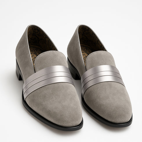 Uptown Hustle in Silver Sleek Velvet Loafers